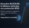 la billetera antirrobo con protección RFID. Diseño compacto, elegante y seguro para tus tarjetas y billetes. ¡Seguridad en tu bolsillo!